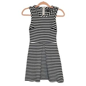 MADEWELL Women’s Sleeveless Black White Stripe Woven Cotton Afternoon Dress XXS